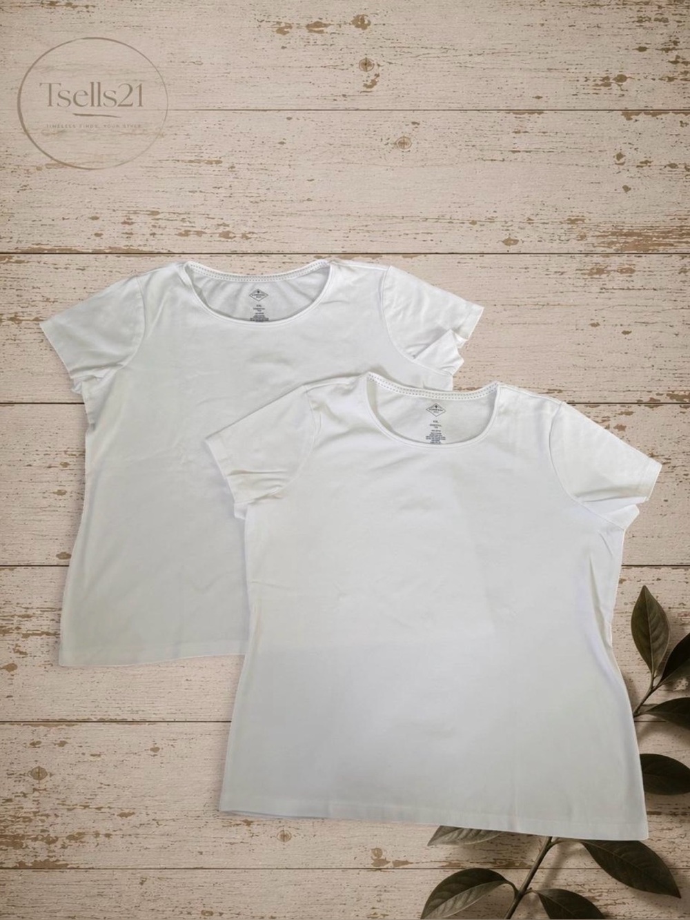 Like New St. John’s Bay White Cotton Essential Scoop Neck Tees Bundle - Size XXL